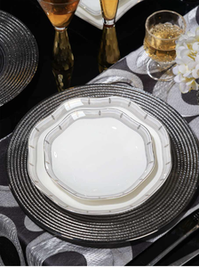 HIHUI 50-Piece Scenic Pattern Stocked Fine <b>Dinnerware</b> Set 8 People Wedding Durable White Dishwasher Safe Bone China - Product Image 6