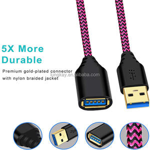 फेफड़ों के के 2 मीटर नायलॉन ब्रेएडेड यूएसबी 3.0 एक्सटेंशन केबल 5 जीबीपीएस डेटा ट्रांसफर मेटल केस पुरुष को महिला यूएसबी एक्सटेंडर कॉर्ड - Product Image 2