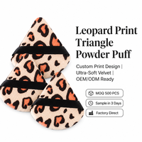 Houppette de maquillage triangulaire en velours JLY à motif léopard pour les joues, le front, la zone T, le contour des yeux, la poudre libre, pour les maquilleurs professionnels