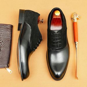 Chaussures habillées rétro vintage pour hommes, style Derby Oxford britannique, en cuir véritable, légères, respirantes, résistantes à l'abrasion - Product Image 2