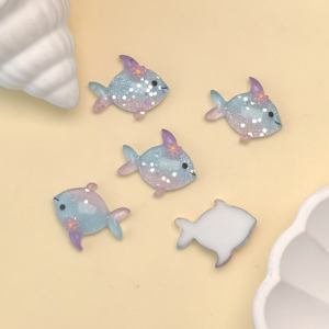 100 pièces Bling coquillage hippocampe dessin animé océan résine Cabochons pour téléphone coquille déco artisanat bijoux chapeaux pinces à cheveux accessoires - Product Image 4