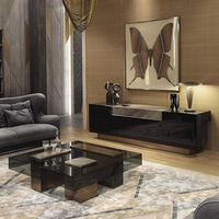 Offre Spéciale italien de luxe salon meubles en verre trempé top doré en acier inoxydable jambe tables basses design