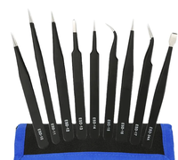 Juego de pinzas de precisión antiestáticas ESD de 11 piezas, kit de pinzas no magnéticas de acero inoxidable para reparación de productos electrónicos, fabricación de joyas