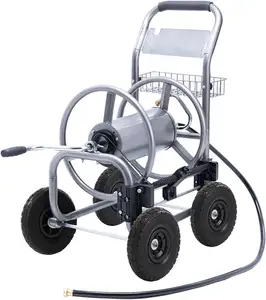 JH-Mech carrello per tubi pesanti con ruote avvolgitubo industriale per esterni in acciaio metallo