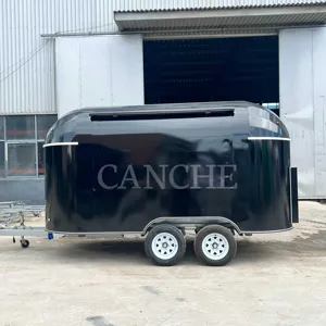 Carrito de Hot Dogs Móvil Negro Personalizado, Remolque para Cocinar al Aire Libre y Acampar - Product Image 4