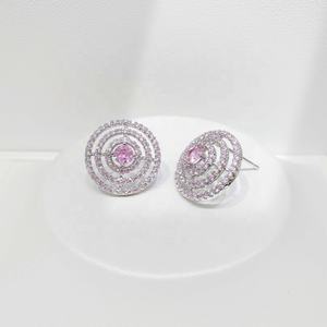 Precio de fábrica, pendientes de plata 925 con circonita rosa, de alta calidad, exagerados, elegantes, para fiesta de verano, para mujer, infantiles, estilo occidental. - Product Image 1