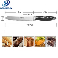 Couteau à pain dentelé de luxe de 8 pouces, style breveté Yangjiang, ultra-affûté, avec manche forgé en acier inoxydable et ABS