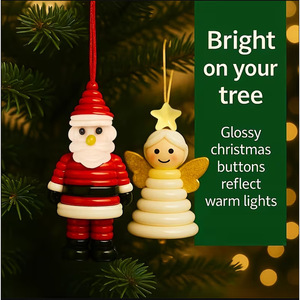 DIY Button Ornament Kits Plastic Christmas Hanging Decor Santa Claus Angel Snowman Craft Set For Holiday Tree Decoration - Product Image 4