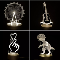 Lampe de chevet décorative moderne à LED blanc chaud en acrylique 3D à illusion d'optique, à brancher, pour chambre à coucher
