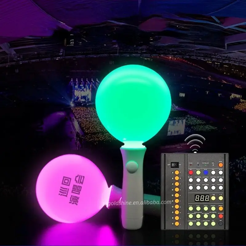 Tongkat lampu Led Remote control, 15 warna bentuk bola, tongkat bola cahaya menyala dalam gelap untuk perlengkapan konser