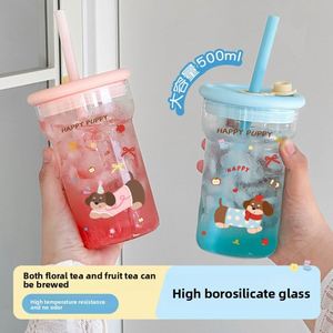 Taza de Vidrio Resistente al Calor de Alta Calidad para Agua y Té con Tapa, Pajita y Separador de Té, Gran Capacidad, Diseño Moderno para Oficina - Product Image 2
