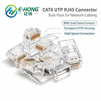 E-HONG CAT6 UTP RJ45 Modular Plug 8P8C Satu Bagian Transparan PC Kontak Berlapis Emas Konektor LAN Gigabit