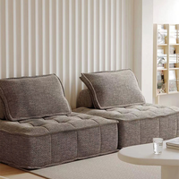 Canapé modulaire transfrontalier une place, design minimaliste moderne, entièrement rembourré en velours et garni d'éponge pour salons