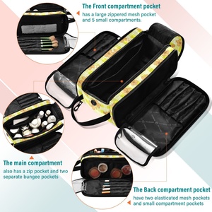 Yellow Puakenikeni Flower Portable <b>Makeup</b> Case Large Capacity Toiletry Skincare Organizer Bag <b>for</b> Cosmetic <b>Storage</b> Zipper Travel - Product Image 5
