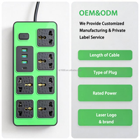 6-fach Steckdosenleiste mit USB-Anschlüssen, USB-C, UK-Stecker, Universal-Verlängerungssteckdose mit Schalter für Zuhause, Büro, Desktop-Stromverteiler mit USB