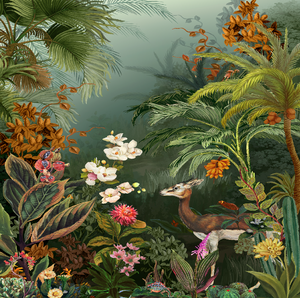 <span class=keywords><strong>Papier</strong></span> <span class=keywords><strong>peint</strong></span> mural personnalisable Paysage <span class=keywords><strong>tropical</strong></span> jungle verte Imperméable Ignifuge pour Chambre et Salle à Manger - Product Image 2