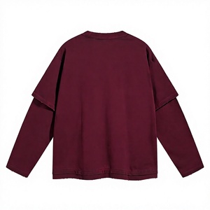เสื้อยืดแขนยาวผู้ชายทรงโอเวอร์ไซส์ ดีไซน์ใหม่ คุณภาพสูง ผ้าฝ้าย 100% เนื้อผ้าสองชั้น ระบายอากาศได้ดี แห้งเร็ว - Product Image 2