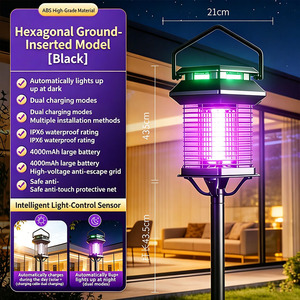 Lampe anti-moustiques <span class=keywords><strong>solaire</strong></span> en gros – Piège <span class=keywords><strong>électrique</strong></span> répulsif pour moustiques, idéal pour la maison, la cour et le jardin - Product Image 1