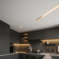 Armoires de cuisine peintes en bleu sur mesure, design moderne, résistantes à l'eau, installation facile