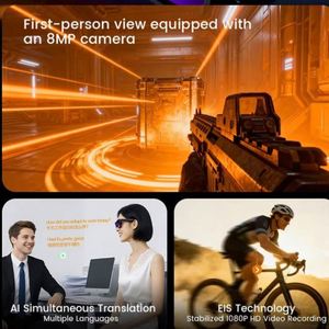Lunettes intelligentes ERON Meta E06 AI avec caméra 8MP, enregistrement vidéo, <span class=keywords><strong>traduction</strong></span> en plus de 20 langues, enregistrement d'appels BT, lecture de musique, pour hommes et femmes - Product Image 6