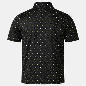 เสื้อโปโลแขนสั้นลายจุดสีดำสำหรับผู้ชาย แห้งเร็ว ผ้าถัก สไตล์สมาร์ทแคชชวล - Product Image 3