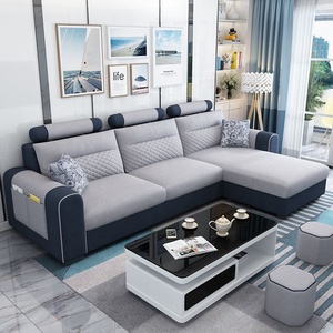 Ghế sofa vải Căn hộ nhỏ Phòng khách hiện đại đơn giản Ghế sofa vải góc ba chỗ có thể tháo rời và giặt được - Product Image 4
