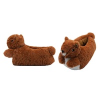 Pantoufles personnalisées en peluche d'écureuil, vente en gros, pantoufles en peluche personnalisées avec logo pour chambre à coucher, pantoufles d'écureuil en peluche sur mesure