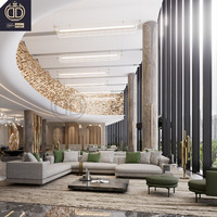 Canapé de luxe moderne pour hall d'hôtel 5 étoiles et salon, avec matériaux en acier inoxydable/bois/tissu