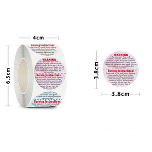 Etiquetas de advertencia para velas, etiquetas de seguridad para velas de 1.5 pulgadas, pegatinas de advertencia para la fabricación de velas, tarros de bricolaje (blanco) - Product Image 2