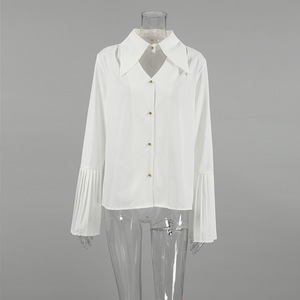 Autunno 2025 OL camicia da ufficio da donna camicette con risvolto a svasato da donna bianche eleganti camicie e <span class=keywords><strong>top</strong></span> in Chiffon - Product Image 5