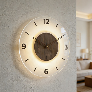 <span class=keywords><strong>Orologio</strong></span> <span class=keywords><strong>da</strong></span> <span class=keywords><strong>Parete</strong></span> Moderno Minimalista Giapponese Rakuten in Legno Massello con Vetro Temperato Trasparente, Radiocomandato e Alimentato a Batteria - Product Image 3