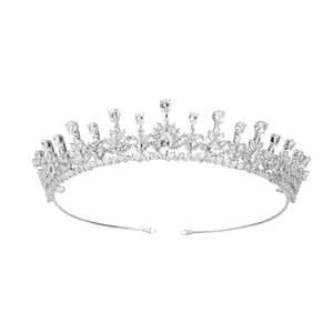 CUNYAN-corona de circón chapada en platino para mujer, accesorios para el cabello, Tiara, corona de la novia, boda, diadema para baile de graduación