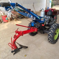 Arado de Surco Simple y Doble Arrastrado, Tractor de Trabajo a Pie con Motor Diésel de Alta Potencia