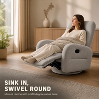 Fauteuil inclinable pivotant à 360 degrés en tissu avec repose-pieds, inclinaison manuelle, 23 couleurs, housse tissée, chaise longue pour la maison