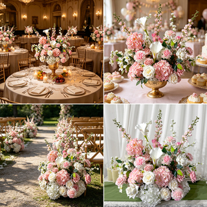 Soft Pink White <b>Hydrangea</b> Calla Lily Table Centerpiece <b>Artificial</b> <b>Flower</b> Arrangement for Wedding Reception Table - Product Image 3