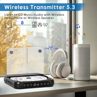 Pemutar CD Portabel Retro dengan Penutup Transparan, Audio dan Speaker Nirkabel, Pemutar Disk Kompak untuk Pecinta Musik