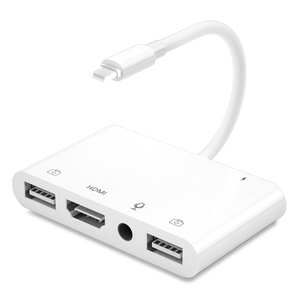 อะแดปเตอร์ส่งสัญญาณภาพไปยัง HDTV, ฮับ USB/OTG แบบคู่สำหรับ iphad/ipad เป็น1080P TV ไมค์แปลงสัญญาณเสียงสดพร้อมชาร์จ - Product Image 1