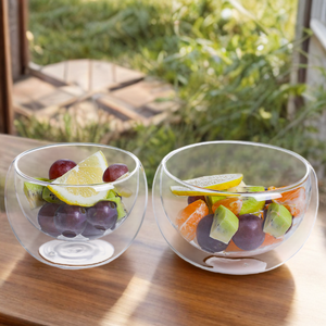 Tazón de vidrio de doble pared transparente de borosilicato alto resistente al calor, tazón de yogur para ensalada de frutas para el hogar, <span class=keywords><strong>restaurante</strong></span>, Bar - Product Image 5