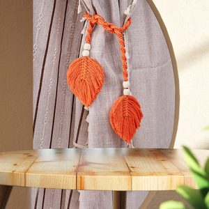 Accessori per finestra posteriore con cravatta a tenda in macramè foglie nordiche per la casa porta-tenda decorativa per camera da letto - Product Image 3