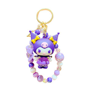 Llavero de pulsera de cuentas de plástico con diseño de dibujos animados genuinos, colgante creativo de muñeca Kulomi para coche o bolso - Product Image 5