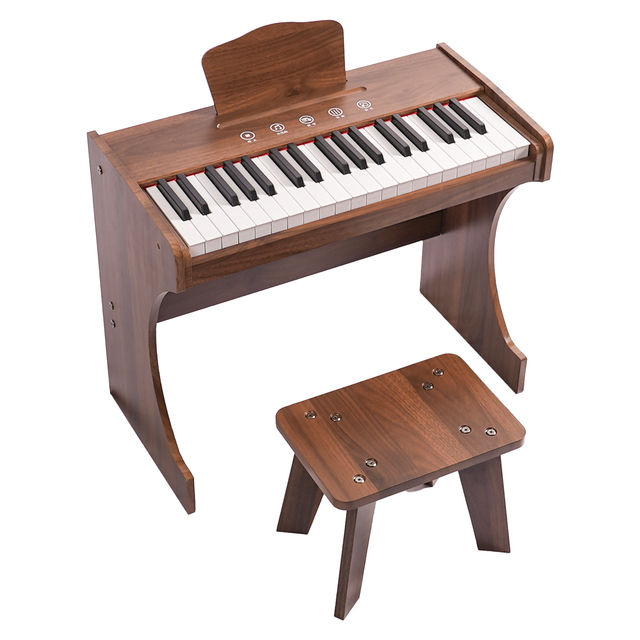 MY MUSIC MY-378G Digital Piano Keyboard 37 Keys Mini Portable Electronic Organ with Touch Control Wooden Electric Instrument
