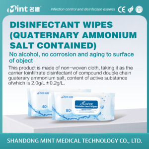 Lingettes désinfectantes médicales <span class=keywords><strong>sans</strong></span> <span class=keywords><strong>alcool</strong></span> à base d'ammonium quaternaire menthe, 40 lingettes x 36, vente en gros pour le nettoyage et la stérilisation des surfaces - Product Image 1