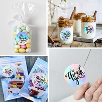 Etiquetas Adhesivas Holográficas de 2.5cm (1 Pulgada) Económicas, Impresas en Serigrafía, Personalizadas, de Agradecimiento, Resistentes al Agua, para Regalos y Negocios