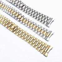Bracelet de montre de luxe en acier inoxydable plaqué IP 20 mm, à 3 maillons solides, avec fermoir déployant, pour montre à calendrier