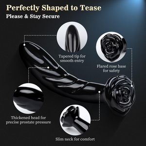 A Rose female masturbator <b>large</b> glass anal plug false penis posterior vestibular anal masturbator adult sex toy Wholesale - Product Image 6