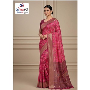 Saris en coton pour femmes, élégants, classiques, pour le bureau, les fêtes, les occasions festives, protection solaire, séchage rapide, toutes saisons, coupe classique - Product Image 1