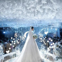 Cortina de Techo para Boda con Forma de Nube, de Lujo y Personalizada, Hecha a Mano con Tul Suave, para Decoración de Fondo de Eventos