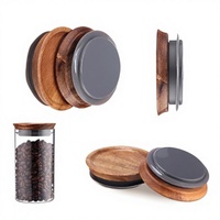 Couvercle en bois d'acacia Yuan Zhuo écologique et durable, avec joint en silicone hermétique, taille personnalisable, qualité alimentaire, pour bocaux Mason - Vente chaude