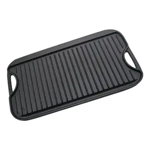Factory outlet cookware for Home Outdoor Garden kitchenware Cast Iron Double Side Reversible Grill Griddle Bbq Grill Plate