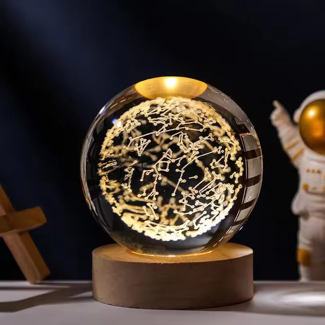 Wholesale Night Lamp Luminous K9 Crystal Ball Custom 3d Art Crystal Ball Night Lamp for Desktop Home Decor